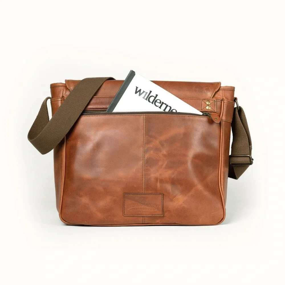 Roosevelt Buffalo Leather Satchel Messenger Bag | Amber Brown NIB